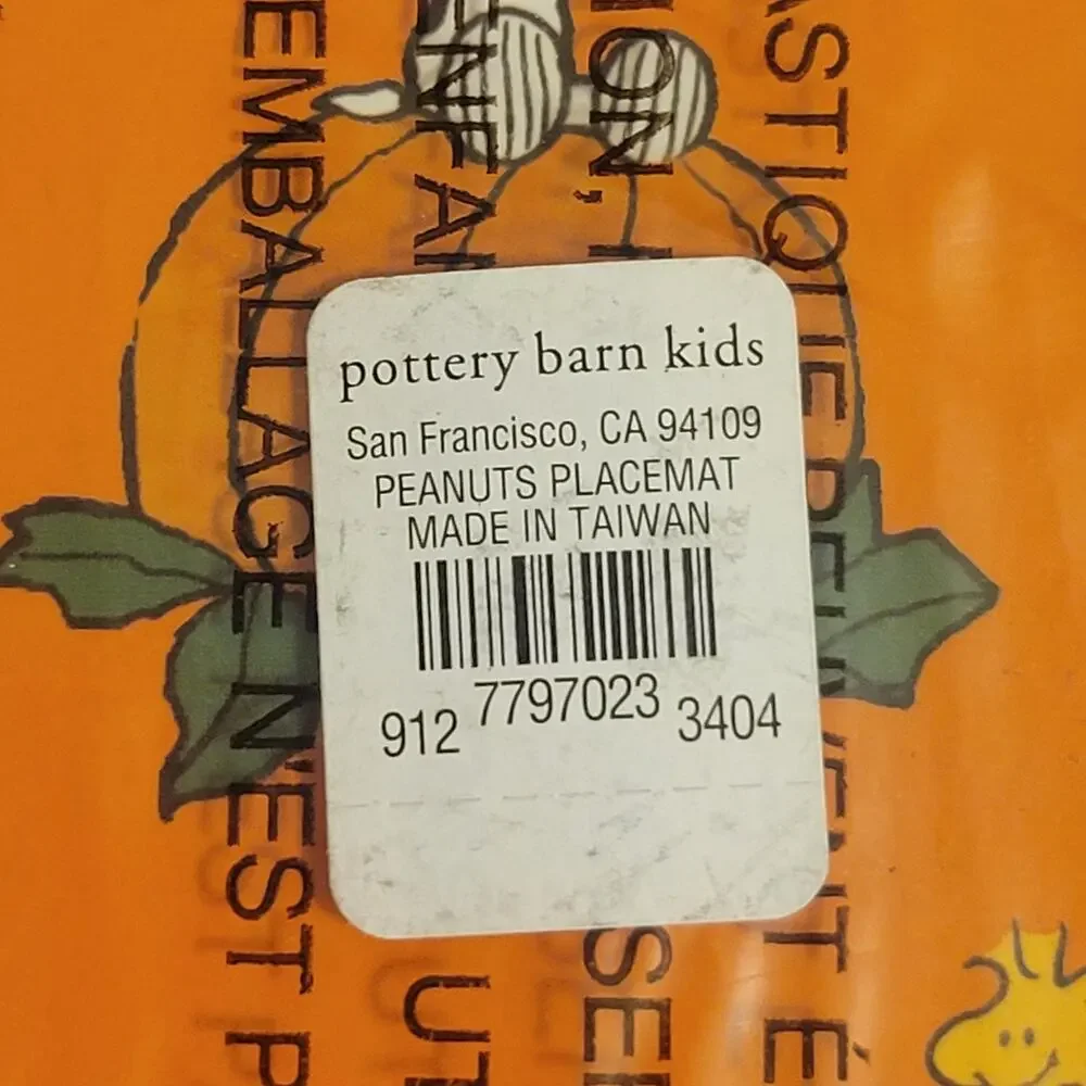 Pottery Barn Peanuts Halloween Snoopy Cork Placemats (Set 4) New Orange Retired